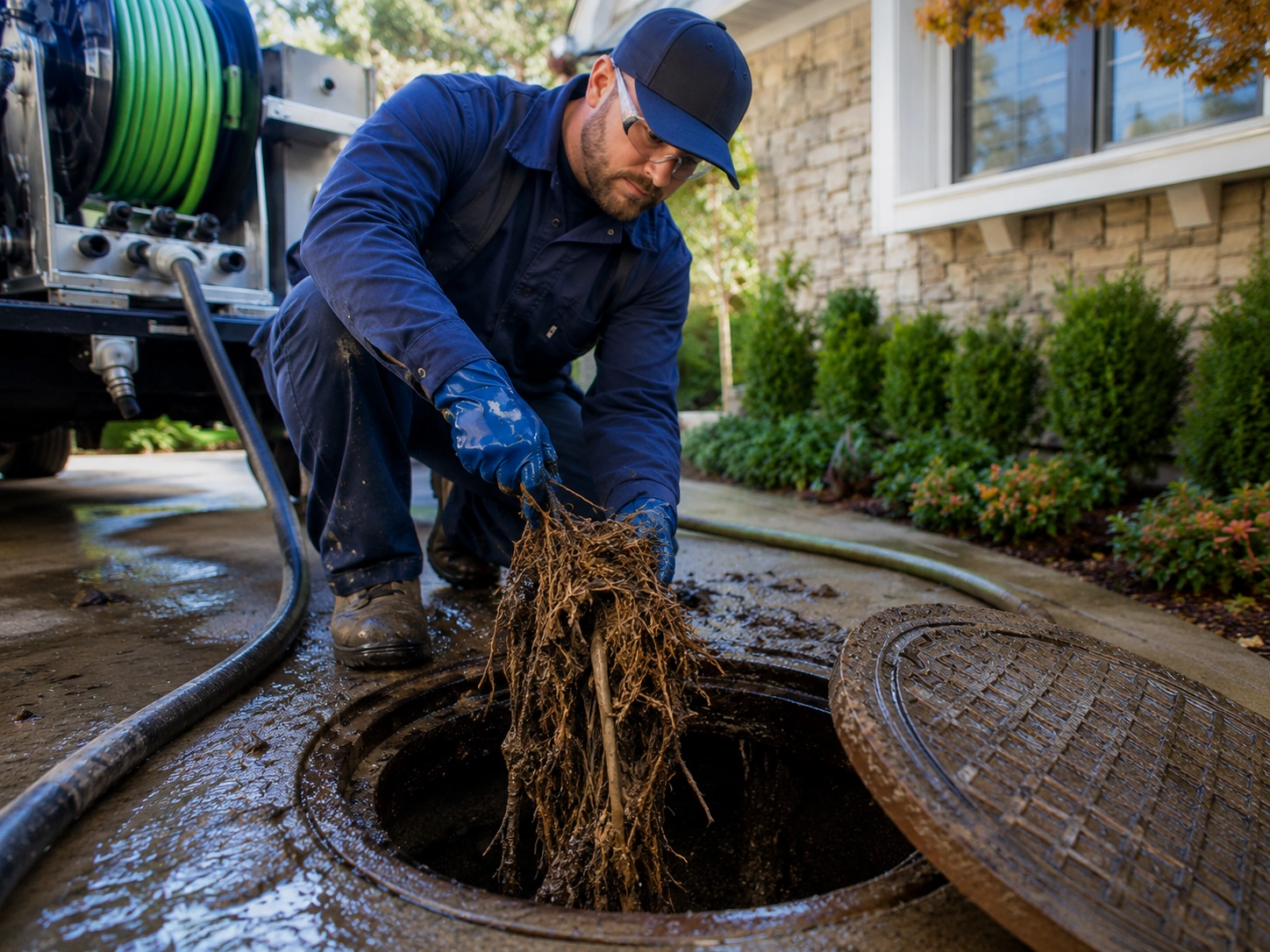 Tree-root removal from a sewer line